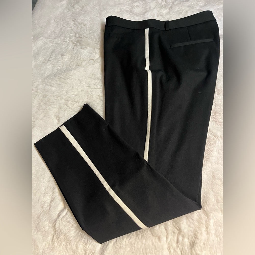 Banana Republic Black Cropped Pants with White Stripe